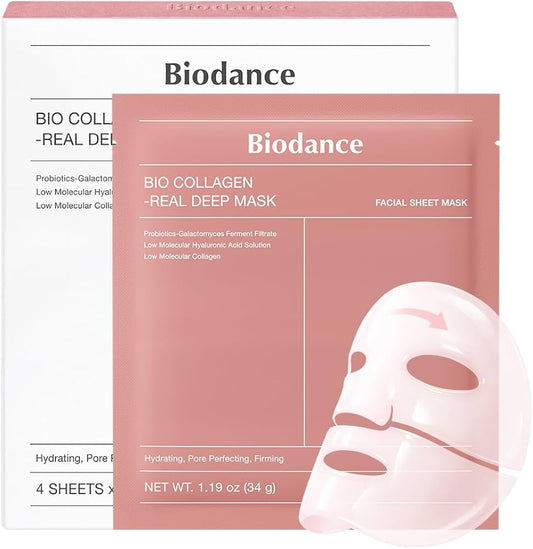 BIODANCE Bio Collagen Real Deep Mask – hidrogelinė veido kaukė su kolagenu, 34 g (4 vnt.)